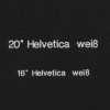 Titelprägung weiß Helvetica 20 Grad und 16 Grad